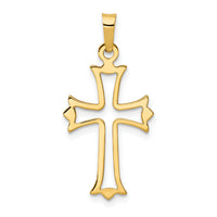 14k Polished Cut-out Fleur de Lis Cross Pendant-XR1603