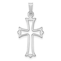 14k White Gold Polished Cut-out Fleur de Lis Cross Pendant-XR1604