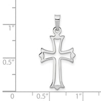 14k White Gold Polished Cut-out Fleur de Lis Cross Pendant-XR1604