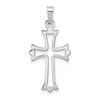 14k White Gold Polished Cut-out Fleur de Lis Cross Pendant-XR1604