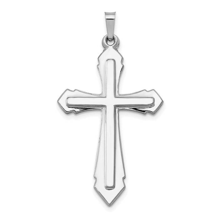 14k White Gold Polished and Satin Cross Pendant-XR1619