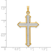 14k w/Rhodium Polished and Textured Passion Cross Pendant-XR1620