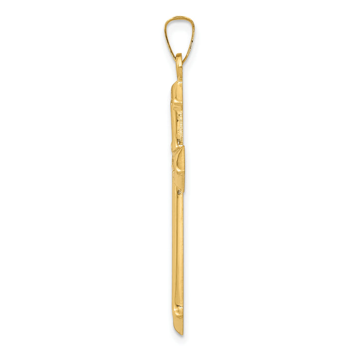 14k Polished and Textured Passion Cross Pendant-XR1623