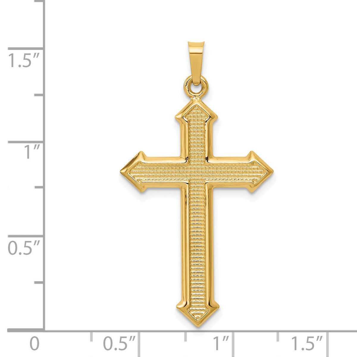 14k Polished and Textured Passion Cross Pendant-XR1623