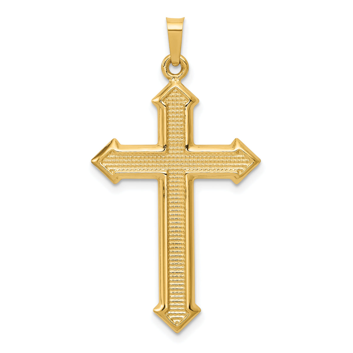 14k Polished and Textured Passion Cross Pendant-XR1623
