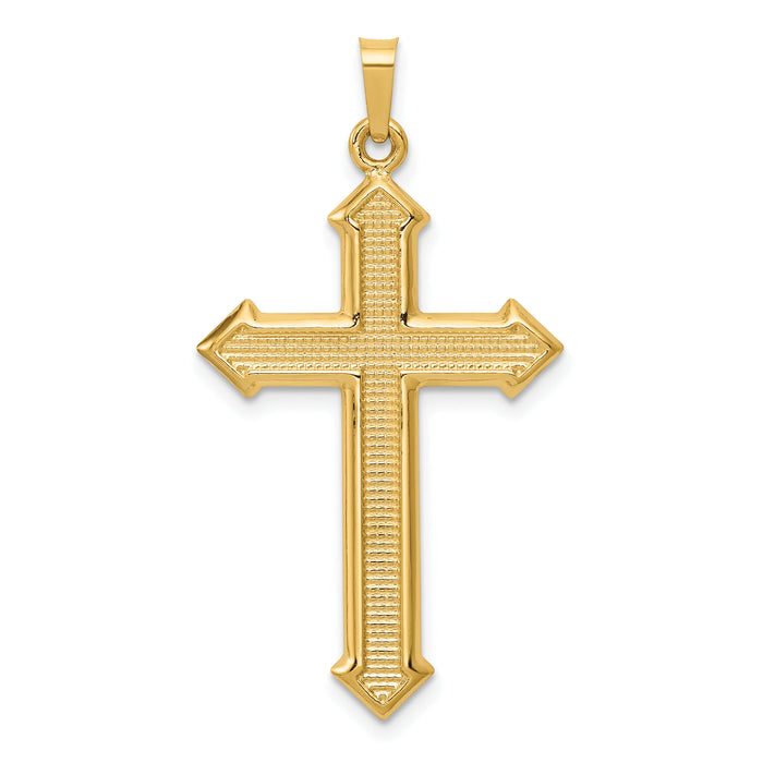 14k Polished and Textured Passion Cross Pendant-XR1623