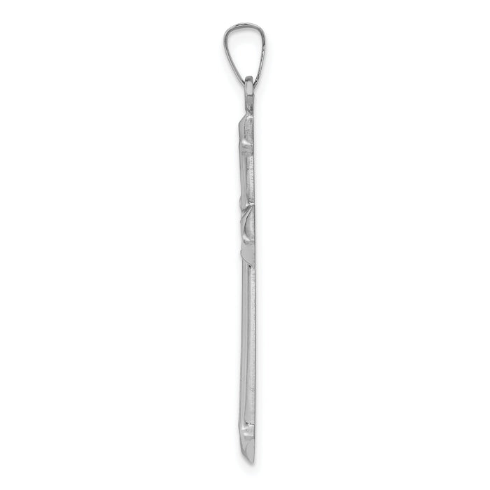 14k White Gold Polished and Textured Cross Pendant-XR1624