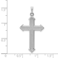 14k White Gold Polished and Textured Cross Pendant-XR1624