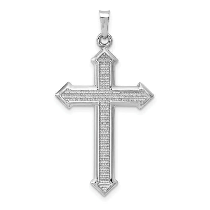 14k White Gold Polished and Textured Cross Pendant-XR1624
