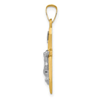 14k Two-tone Polished INRI Crucifix Pendant-XR1627