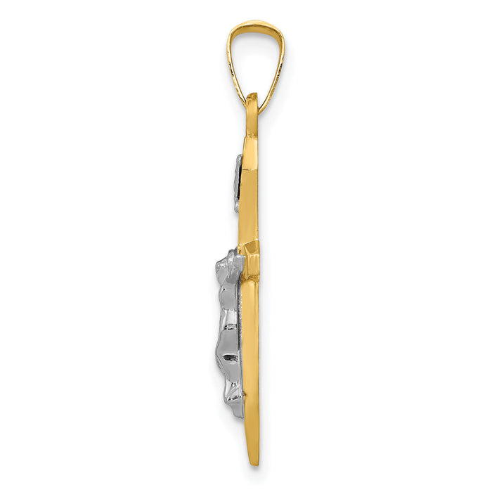 14k Two-tone Polished INRI Crucifix Pendant-XR1627