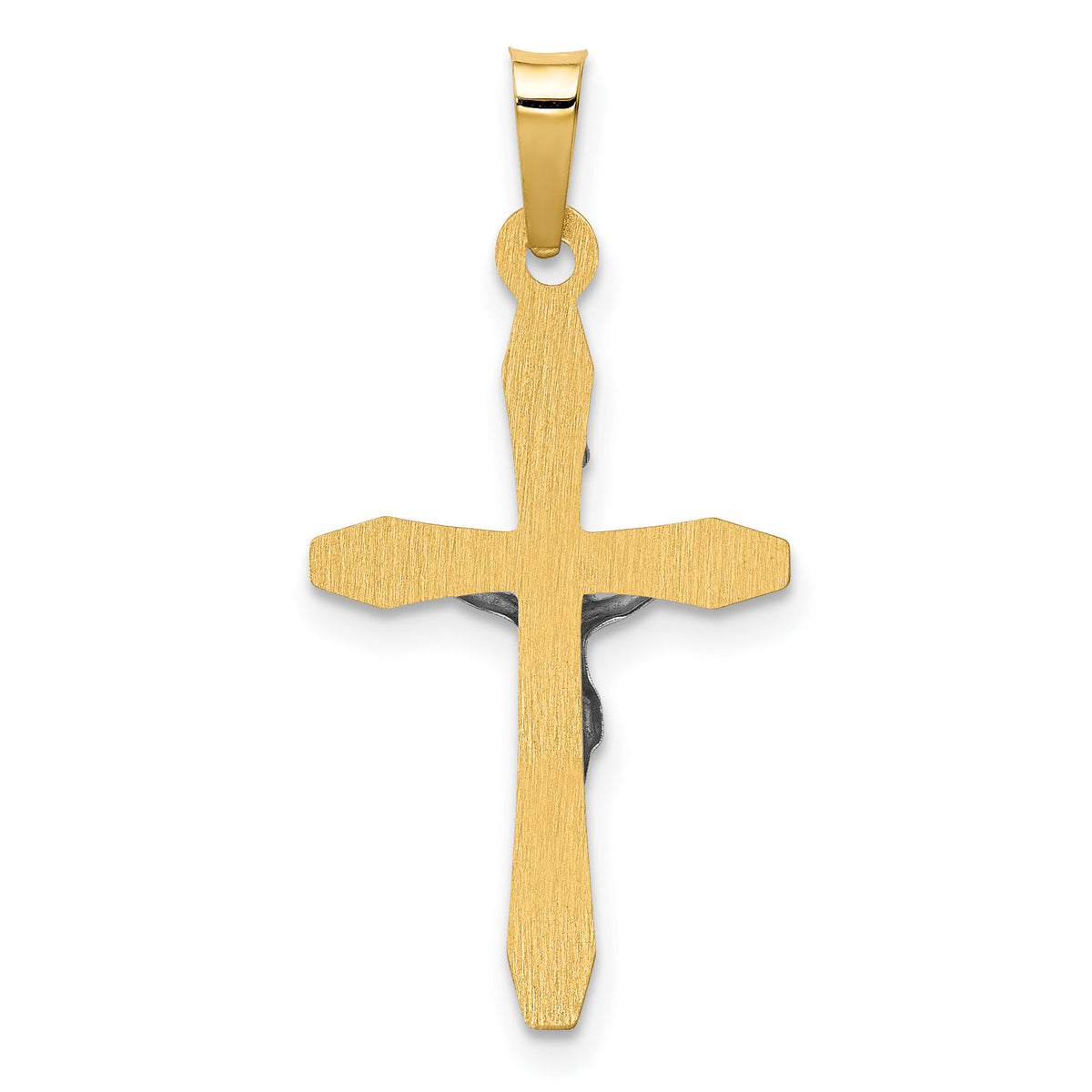14k Two-tone Polished INRI Crucifix Pendant-XR1627