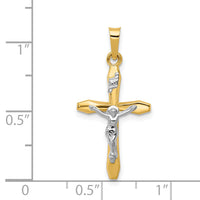 14k Two-tone Polished INRI Crucifix Pendant-XR1627