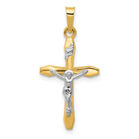 14k Two-tone Polished INRI Crucifix Pendant-XR1627