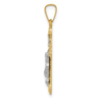 14k Two-tone Polished INRI Crucifix Pendant-XR1628