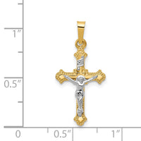 14k Two-tone Polished INRI Crucifix Pendant-XR1628