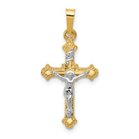 14k Two-tone Polished INRI Crucifix Pendant-XR1628