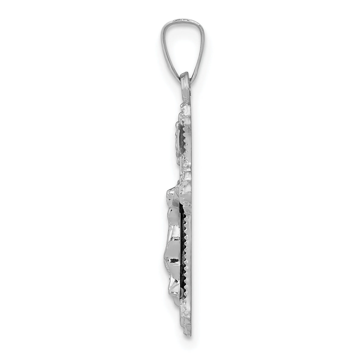 14k White Gold Polished INRI Crucifix Pendant-XR1629