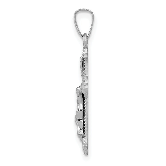 14k White Gold Polished INRI Crucifix Pendant-XR1629