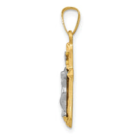 14k Two-tone Polished INRI Crucifix Pendant-XR1630