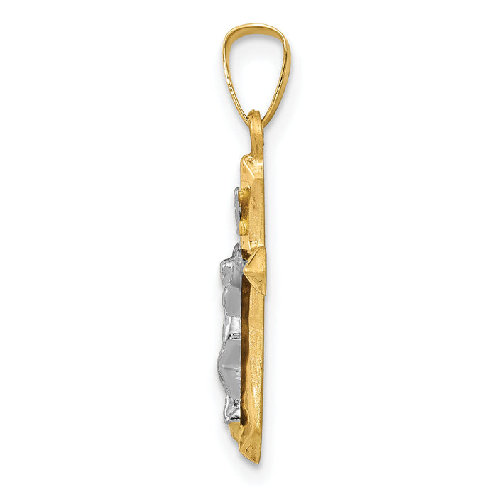 14k Two-tone Polished INRI Crucifix Pendant-XR1630