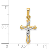 14k Two-tone Polished INRI Crucifix Pendant-XR1630