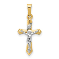 14k Two-tone Polished INRI Crucifix Pendant-XR1630