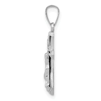 14k White Gold Polished INRI Crucifix Pendant-XR1631