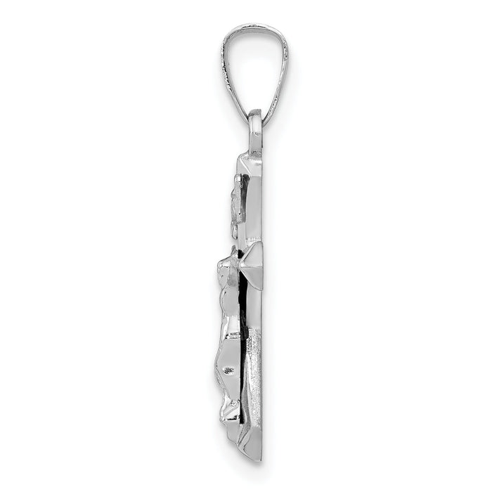 14k White Gold Polished INRI Crucifix Pendant-XR1631