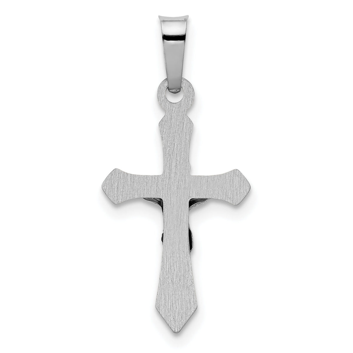 14k White Gold Polished INRI Crucifix Pendant-XR1631