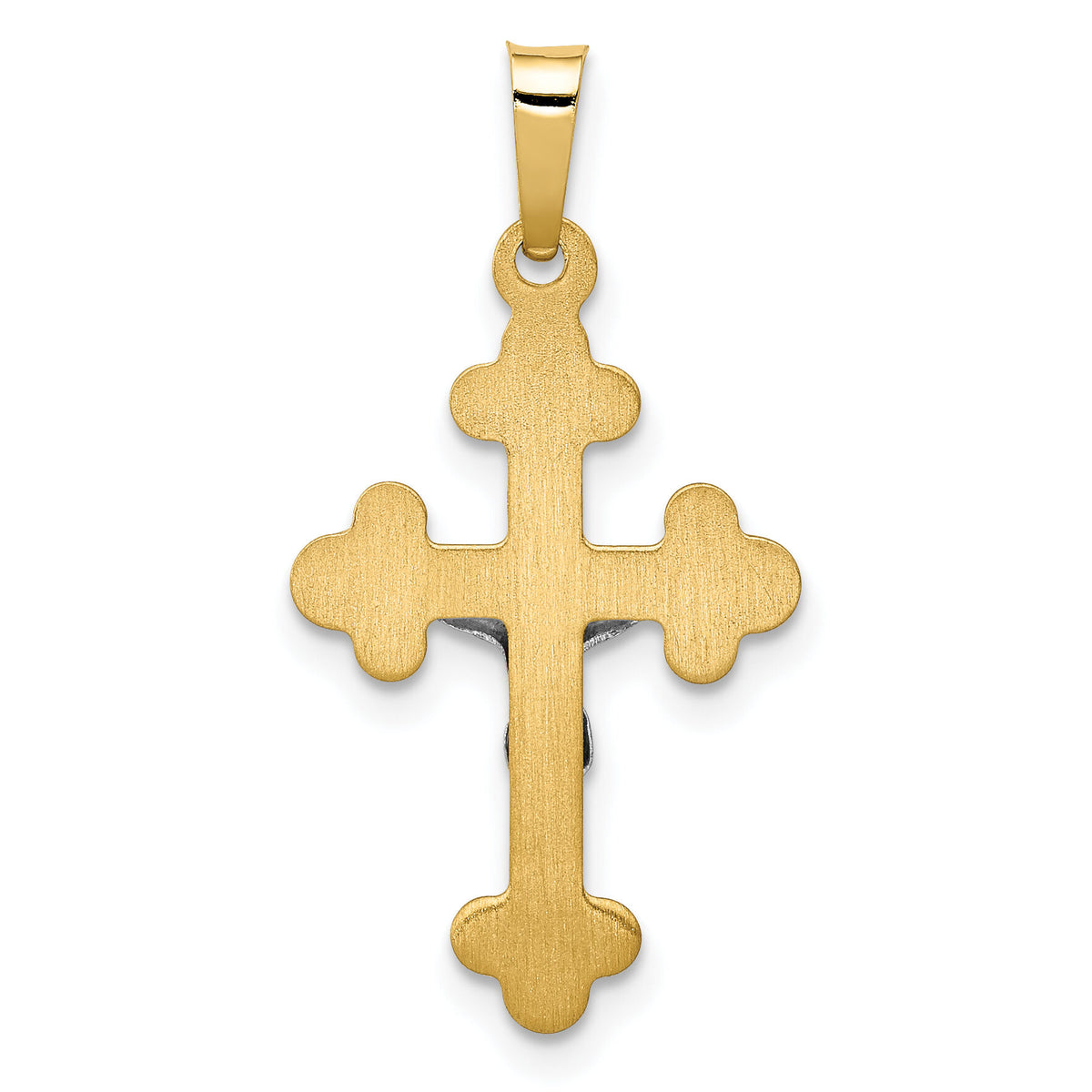 14k Two-tone Polished Budded INRI Crucifix Pendant-XR1633