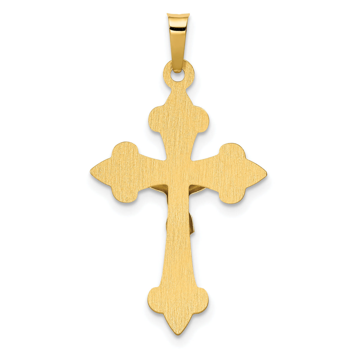 14k Two-tone Polished Fleur de Lis INRI Crucifix Pendant-XR1634