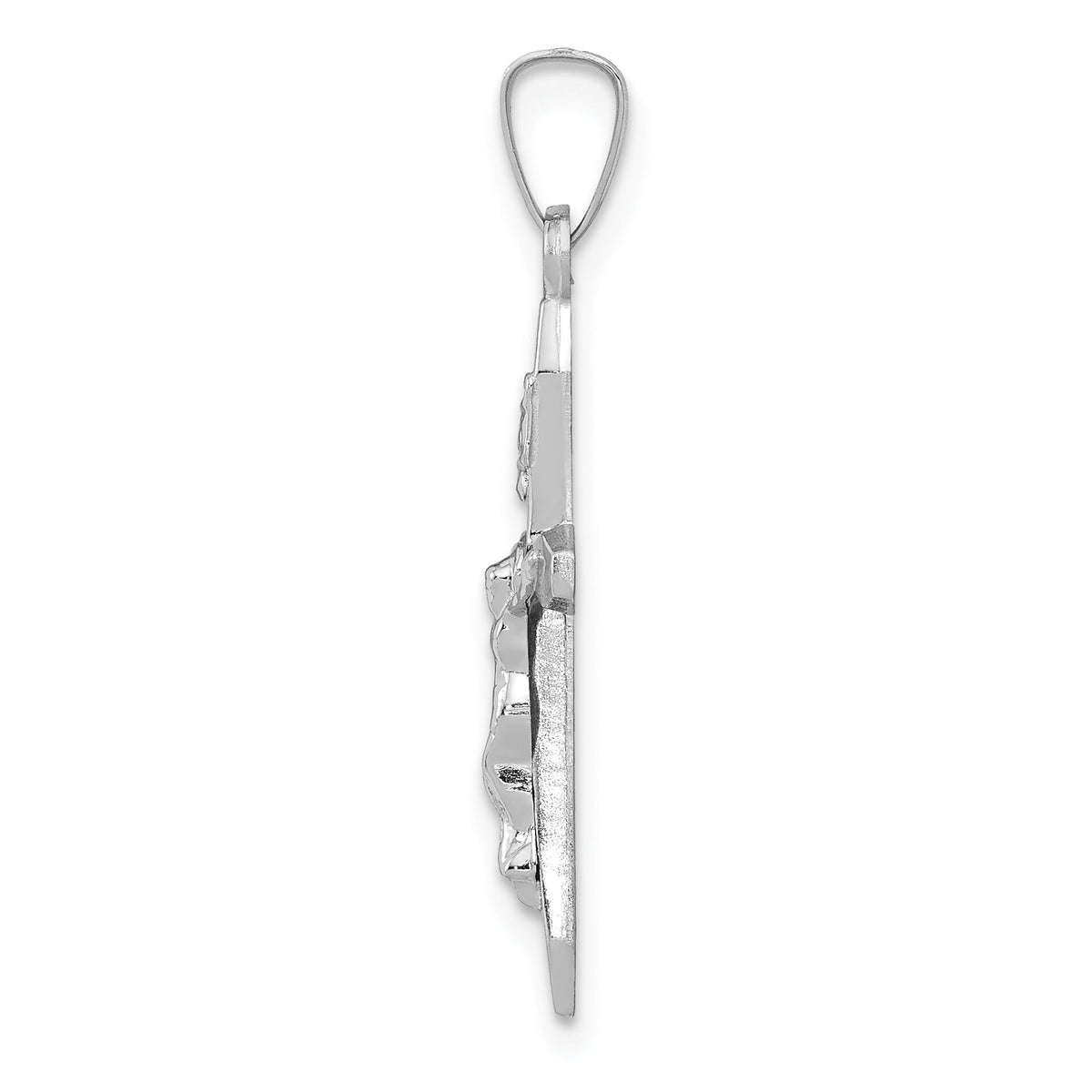 14k White Gold Polished INRI Crucifix Pendant-XR1635