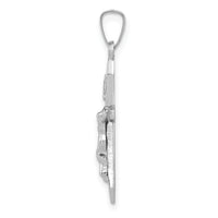 14k White Gold Polished INRI Crucifix Pendant-XR1635
