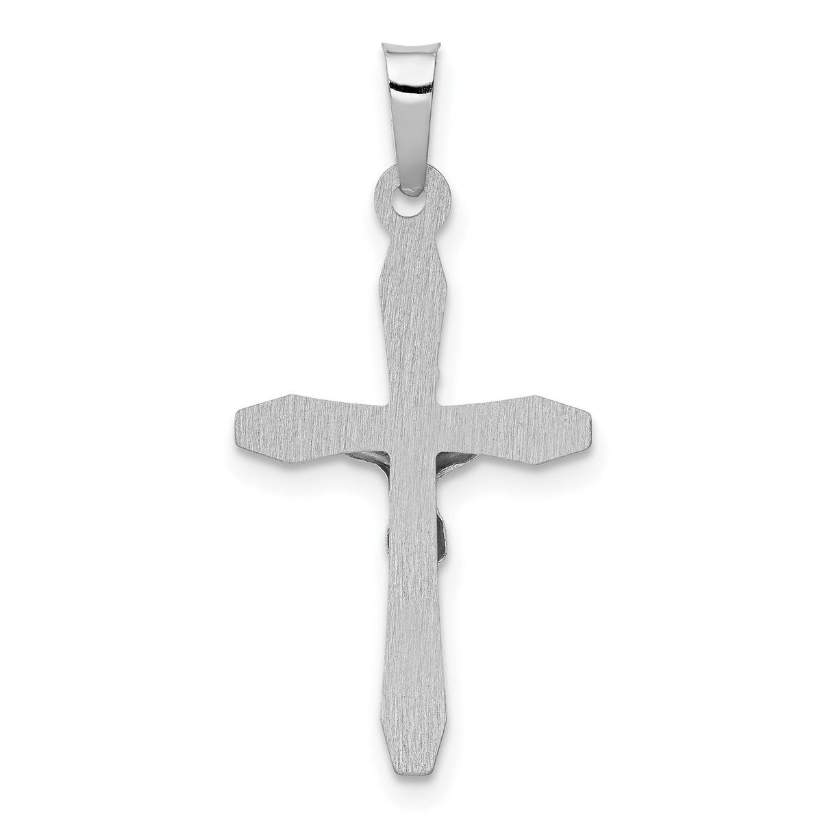 14k White Gold Polished INRI Crucifix Pendant-XR1635