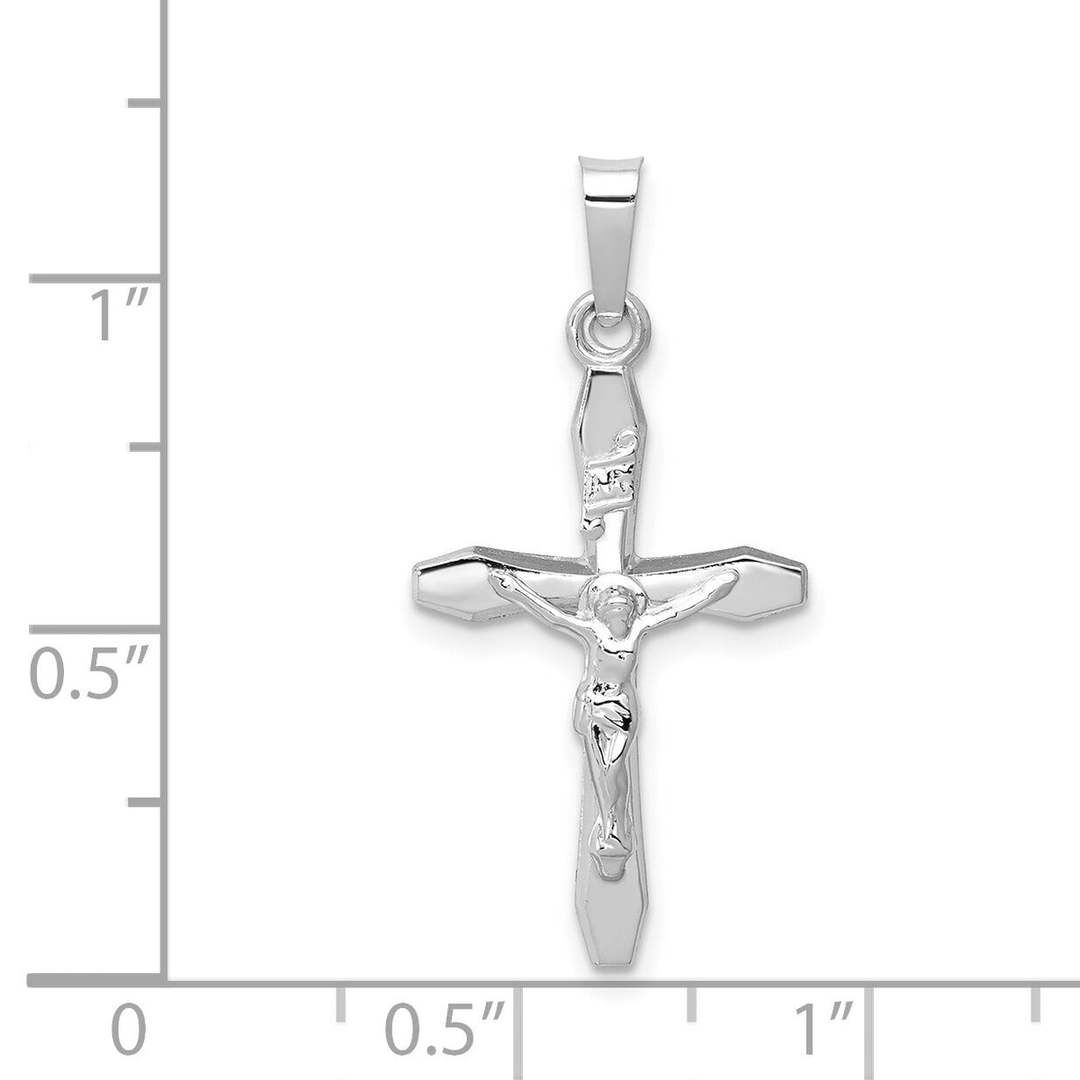 14k White Gold Polished INRI Crucifix Pendant-XR1635