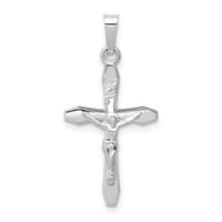 14k White Gold Polished INRI Crucifix Pendant-XR1635