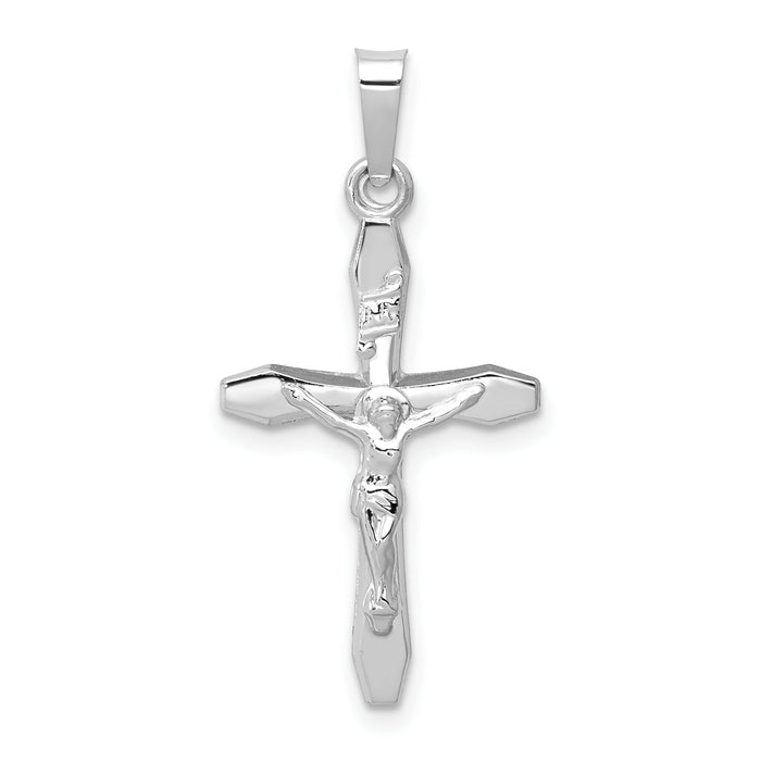 14k White Gold Polished INRI Crucifix Pendant-XR1635