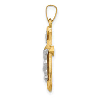 14k Two-tone Polished INRI Crucifix Pendant-XR1636