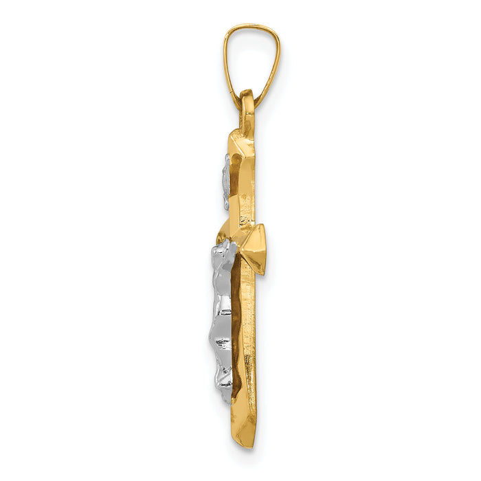 14k Two-tone Polished INRI Crucifix Pendant-XR1636