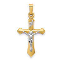 14k Two-tone Polished INRI Crucifix Pendant-XR1636