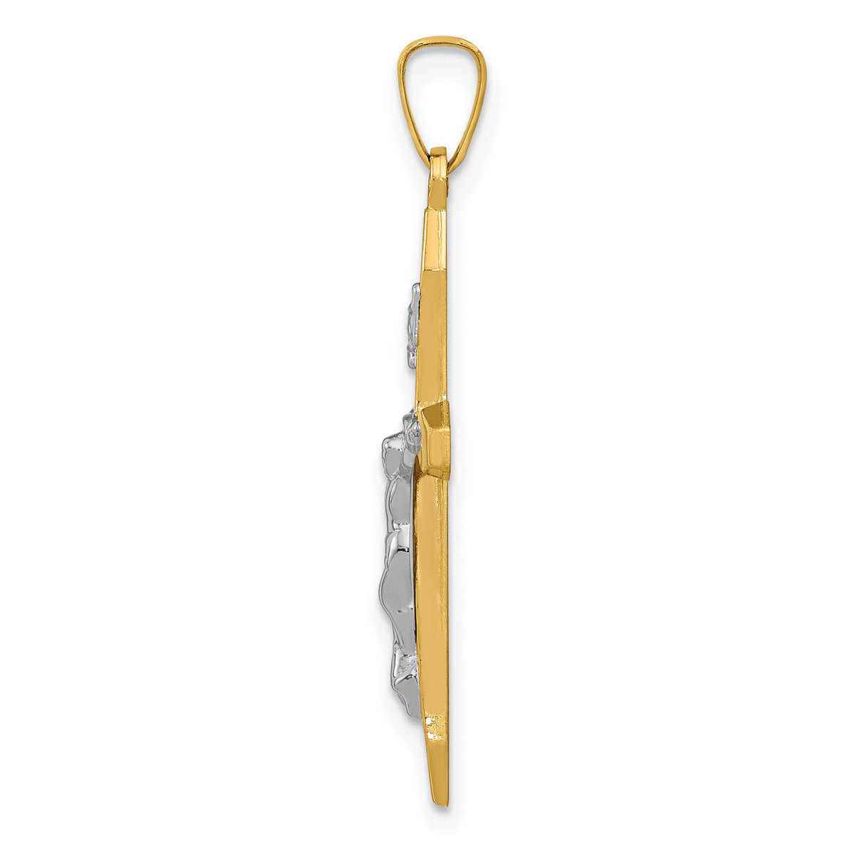 14k Two-tone Polished INRI Crucifix Pendant-XR1637