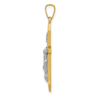 14k Two-tone Polished INRI Crucifix Pendant-XR1637