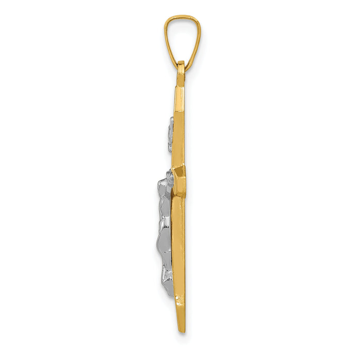 14k Two-tone Polished INRI Crucifix Pendant-XR1637