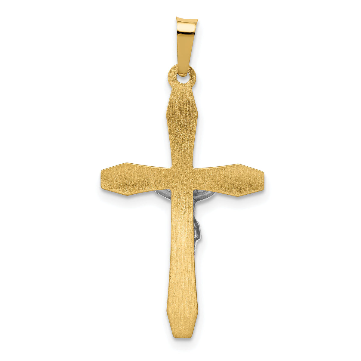 14k Two-tone Polished INRI Crucifix Pendant-XR1637