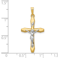 14k Two-tone Polished INRI Crucifix Pendant-XR1637