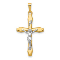 14k Two-tone Polished INRI Crucifix Pendant-XR1637