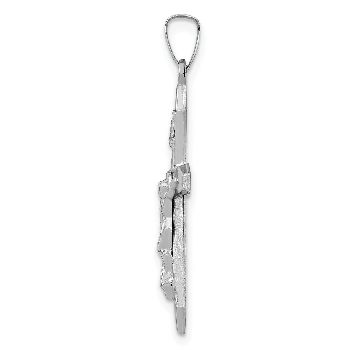 14k White Gold Polished INRI Crucifix Pendant-XR1638