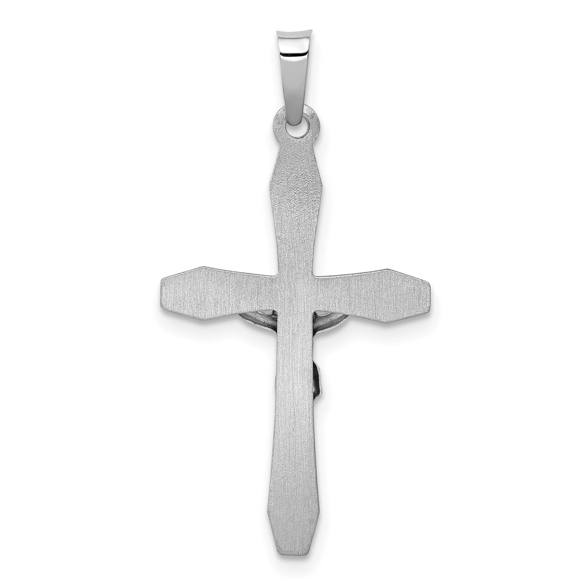 14k White Gold Polished INRI Crucifix Pendant-XR1638