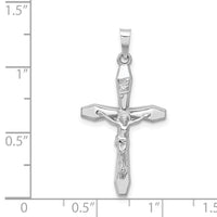 14k White Gold Polished INRI Crucifix Pendant-XR1638